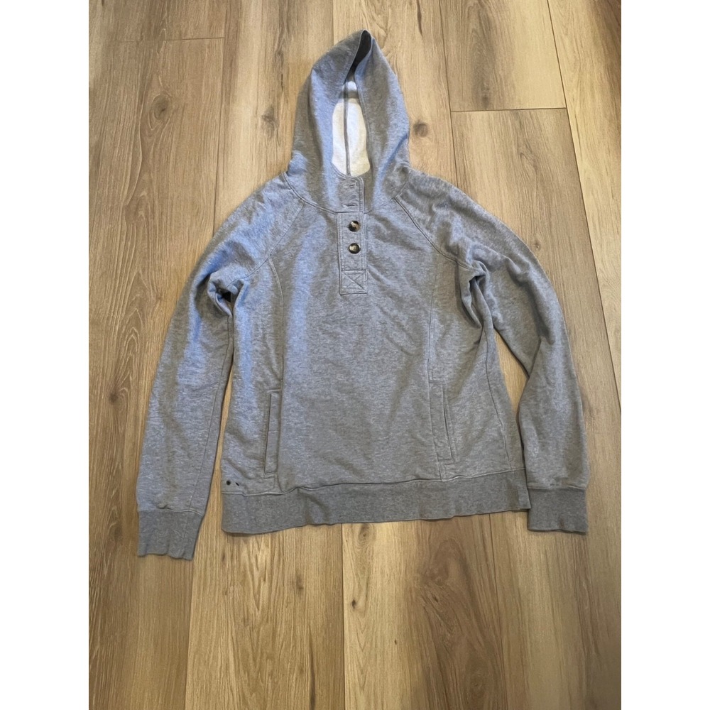 Converse Henley Hoodie Womens M Gray Pullover Kanga Pocket Sweatshirt